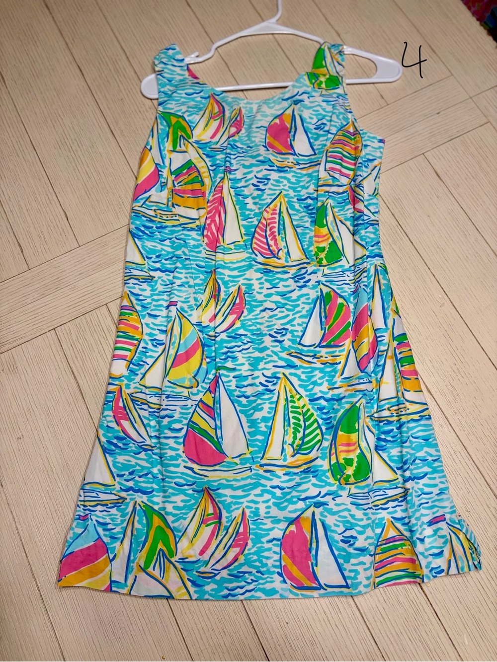 Lilly Pulitzer Blue Turquoise Multi Sailboat Print Sundress